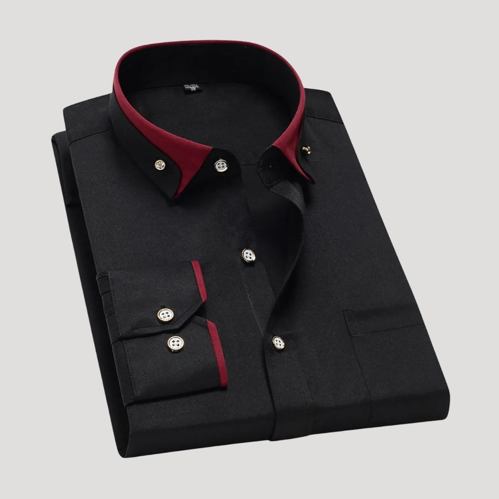 Men’s Contrast Collar Dress Shirt Button Up Formal Shirt