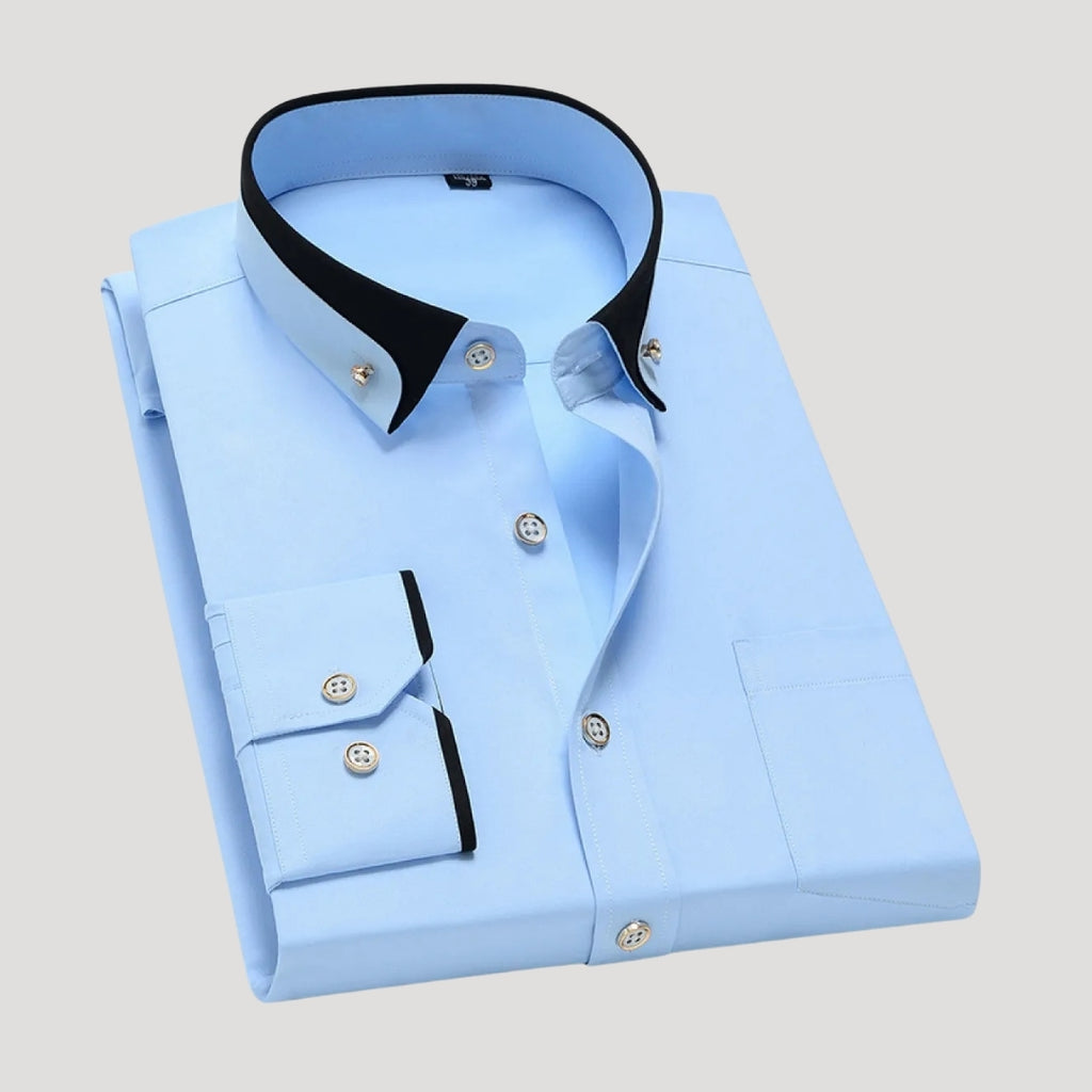 Men’s Contrast Collar Dress Shirt Button Up Formal Shirt