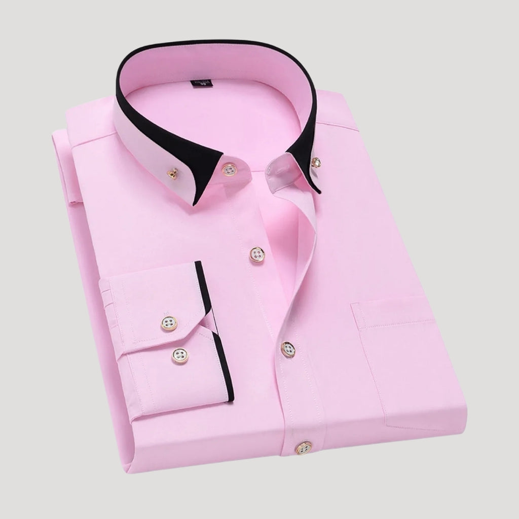 Men’s Contrast Collar Dress Shirt Button Up Formal Shirt