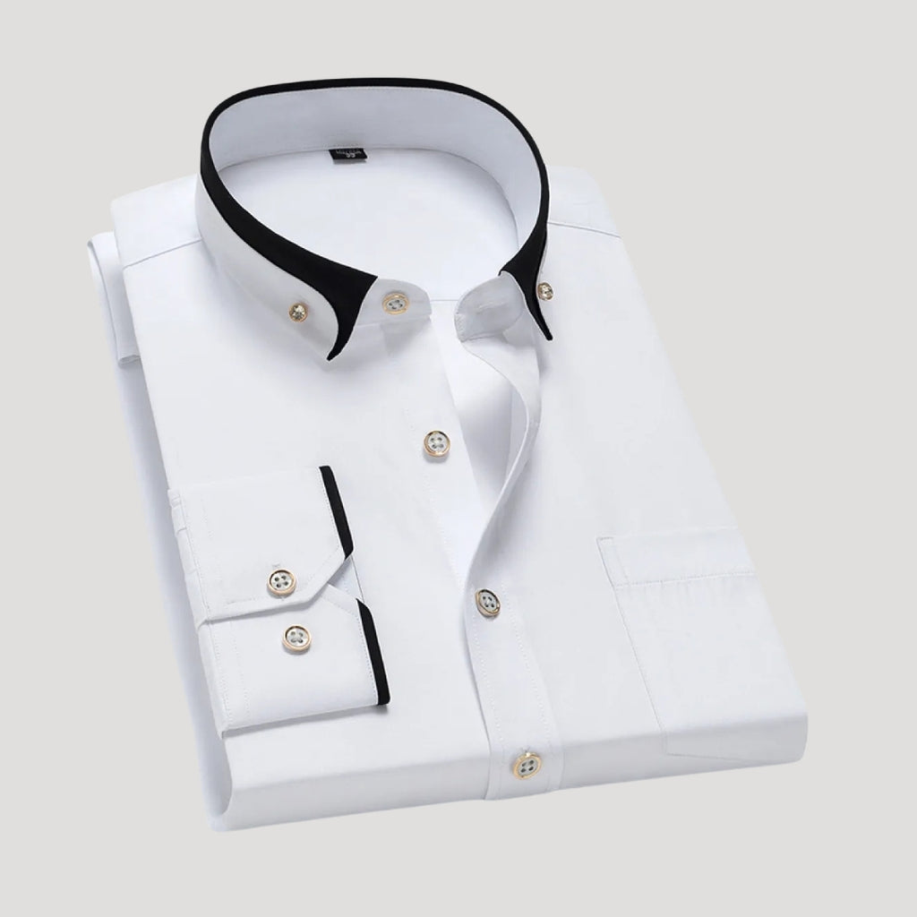 Men’s Contrast Collar Dress Shirt Button Up Formal Shirt