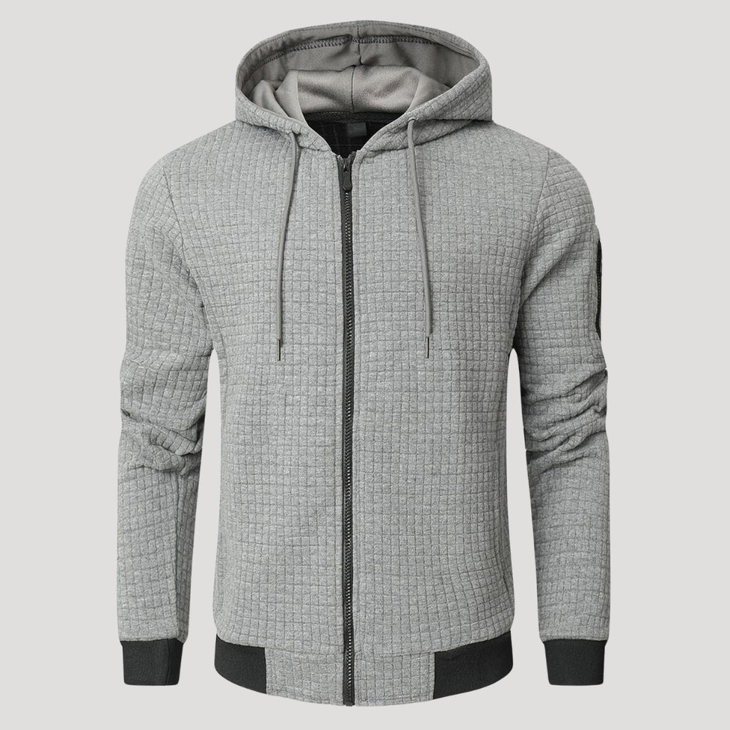 Men’s Waffle Knit Zip Hoodie Casual Lightweight Jacket
