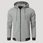 Men’s Waffle Knit Zip Hoodie Casual Lightweight Jacket
