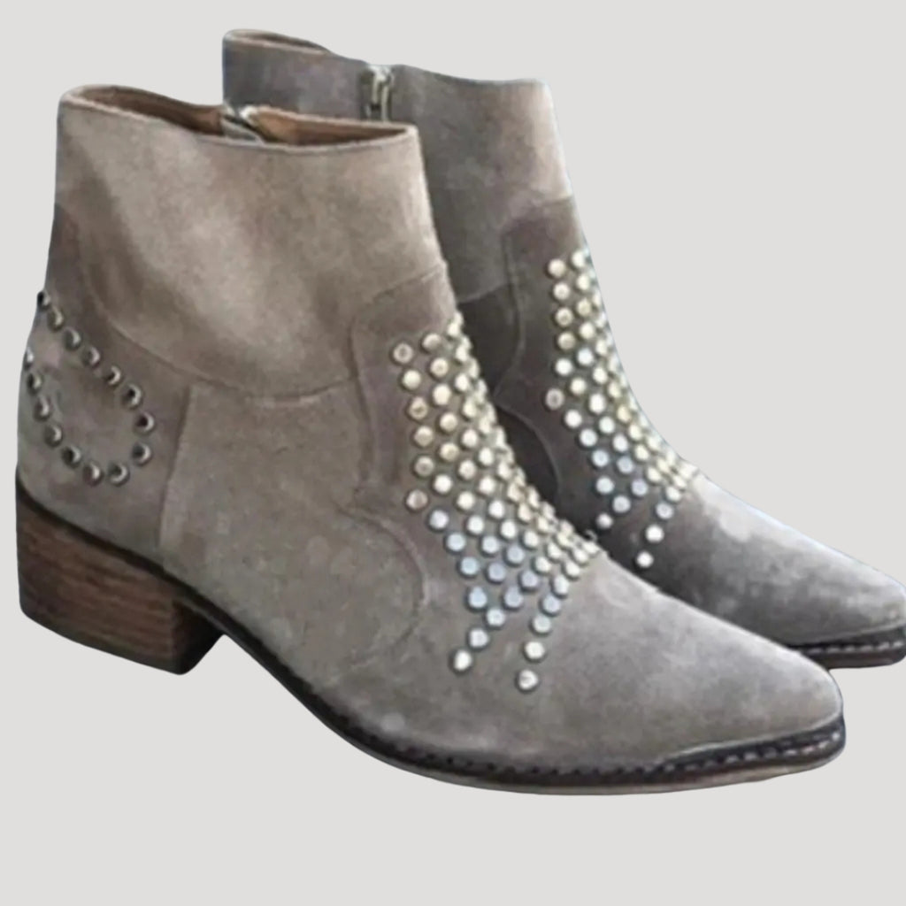 Women’s Boots Ankle Boots Western Studded Suede Zip