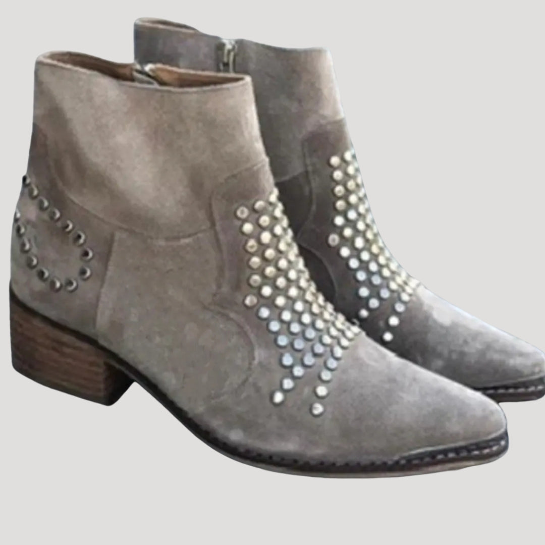 Women’s Boots Ankle Boots Western Studded Suede Zip