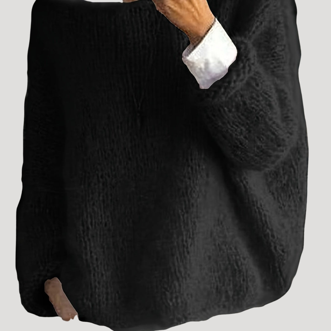 Women Knitted Sweater Long Sleeve Crew Neck Relaxed Fit