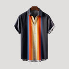 Men’s Striped Button Up Short Sleeve Shirt Relaxed Fit Casual