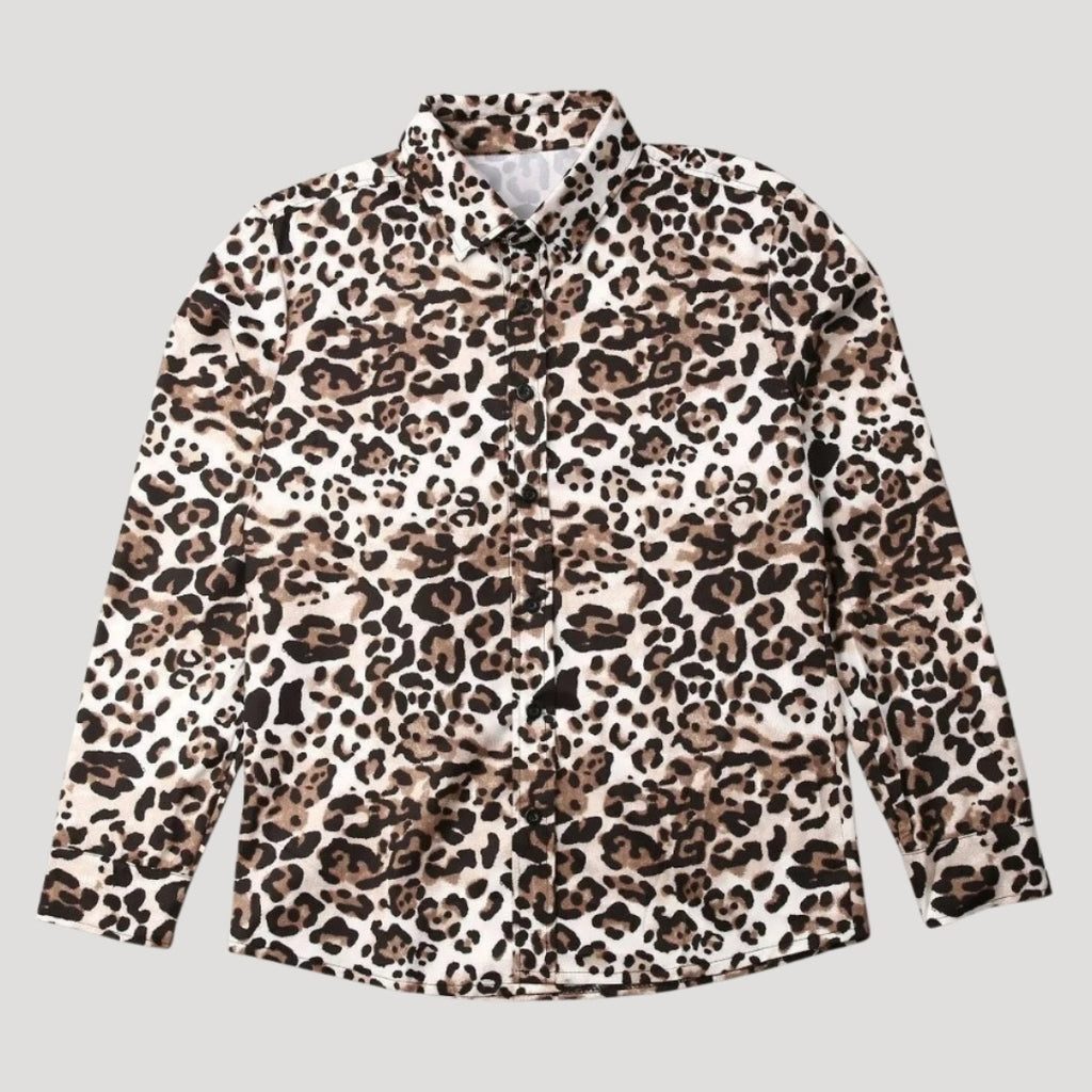 Men’s Slim Fit Patterned Shirt Long Sleeve Button Down Top