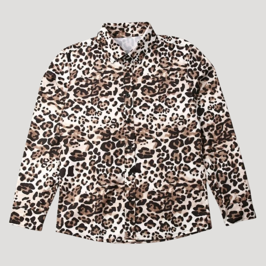 Men’s Slim Fit Patterned Shirt Long Sleeve Button Down Top