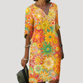 Women’s Floral Dress V Neck Short Sleeve Midi