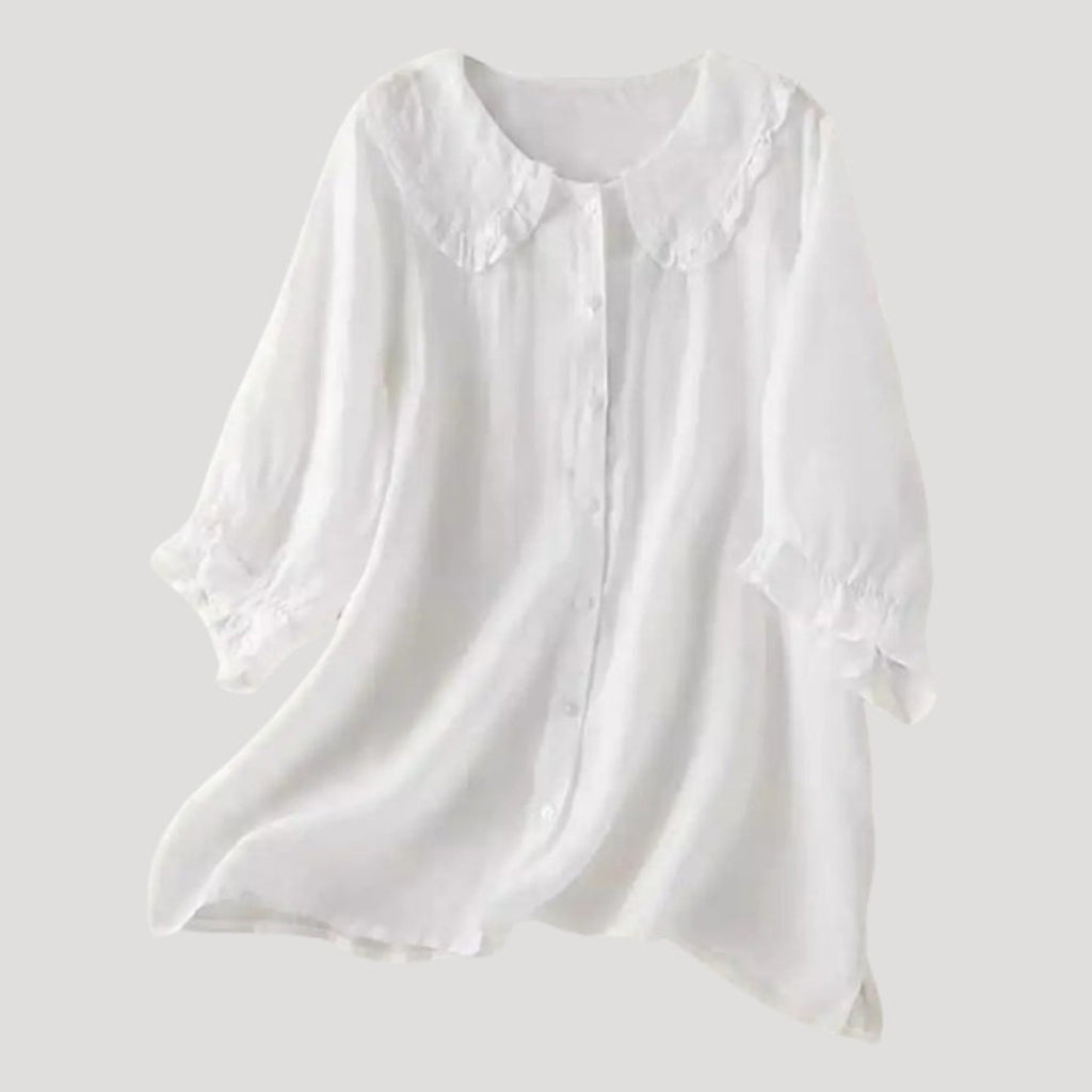 Women’s Ruffle Collar Long Sleeve Blouse Loose Fit Top