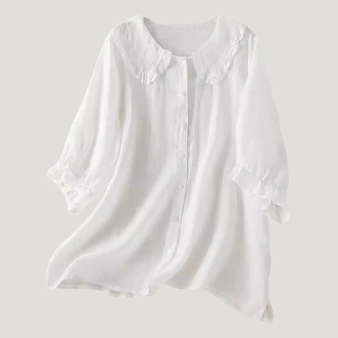 Women’s Ruffle Collar Long Sleeve Blouse Loose Fit Top