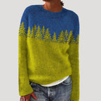 Women’s Fair Isle Knit Sweater Round Neck Pullover Top