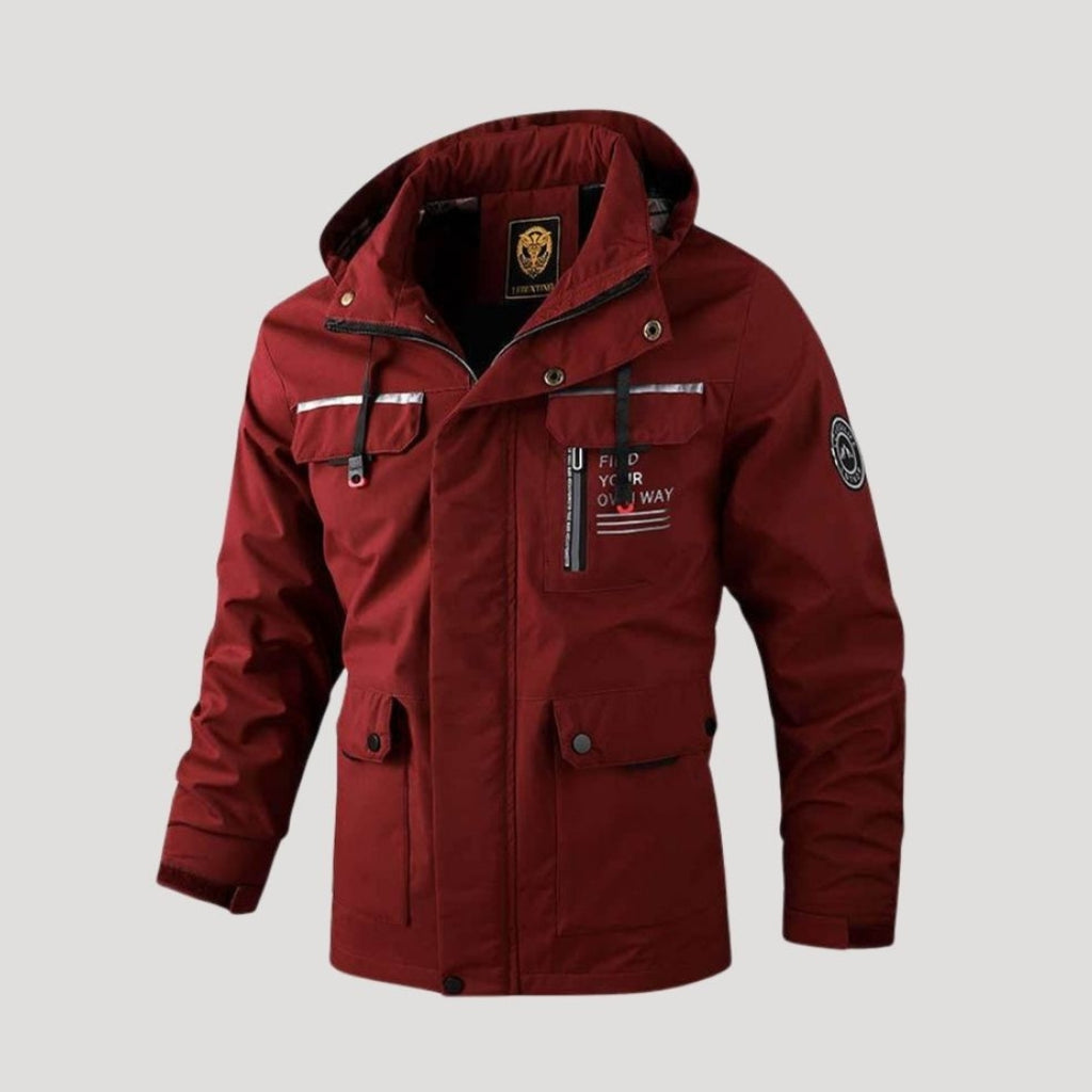 Men’s Hooded Puffer Jacket Zip Front Outdoor Coat