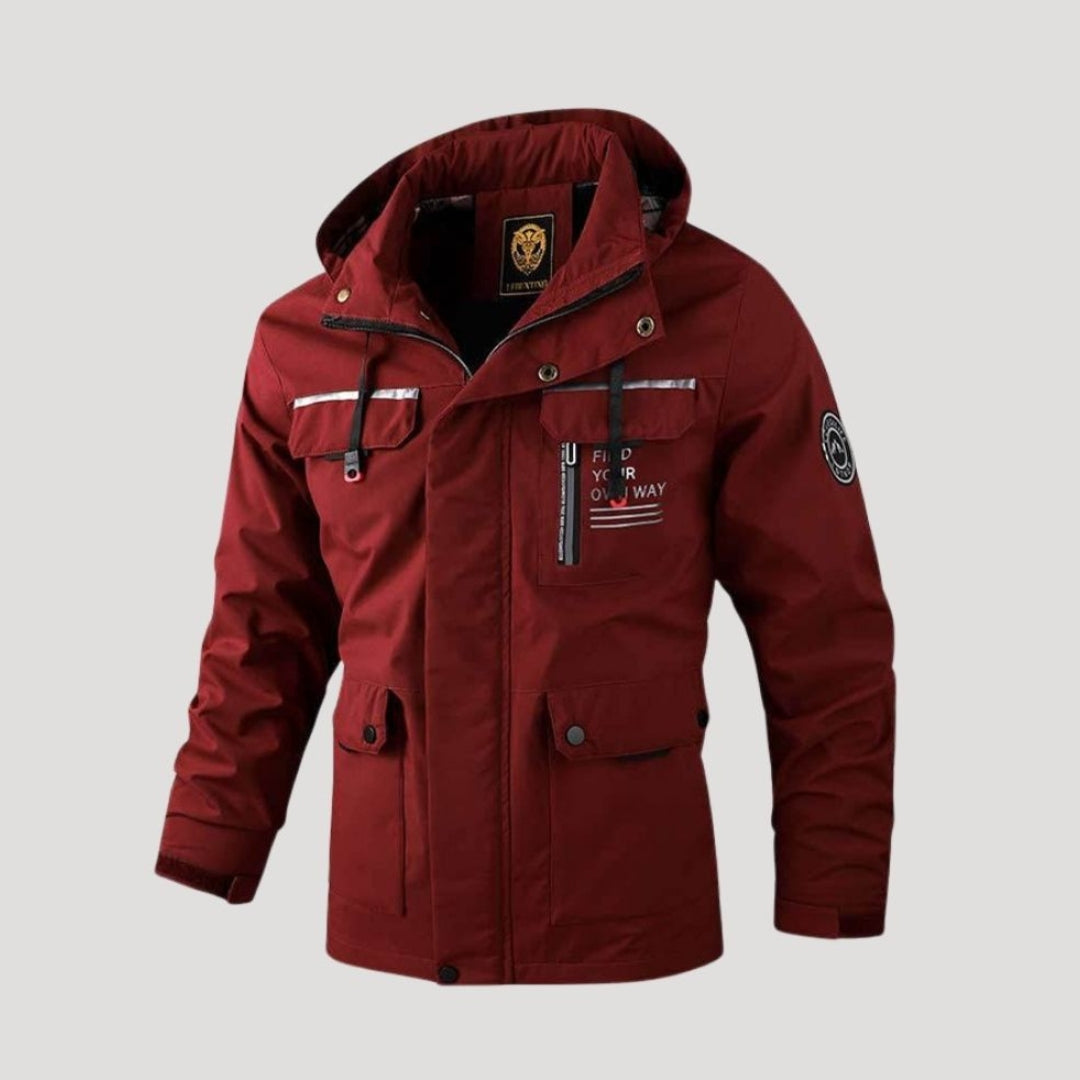 Men’s Hooded Puffer Jacket Zip Front Outdoor Coat