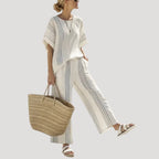 Women’s Striped Linen Blend Co Ord Set Relaxed Fit