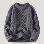 Men’s Cable Knit Sweater Relaxed Fit Crewneck Pullover Top