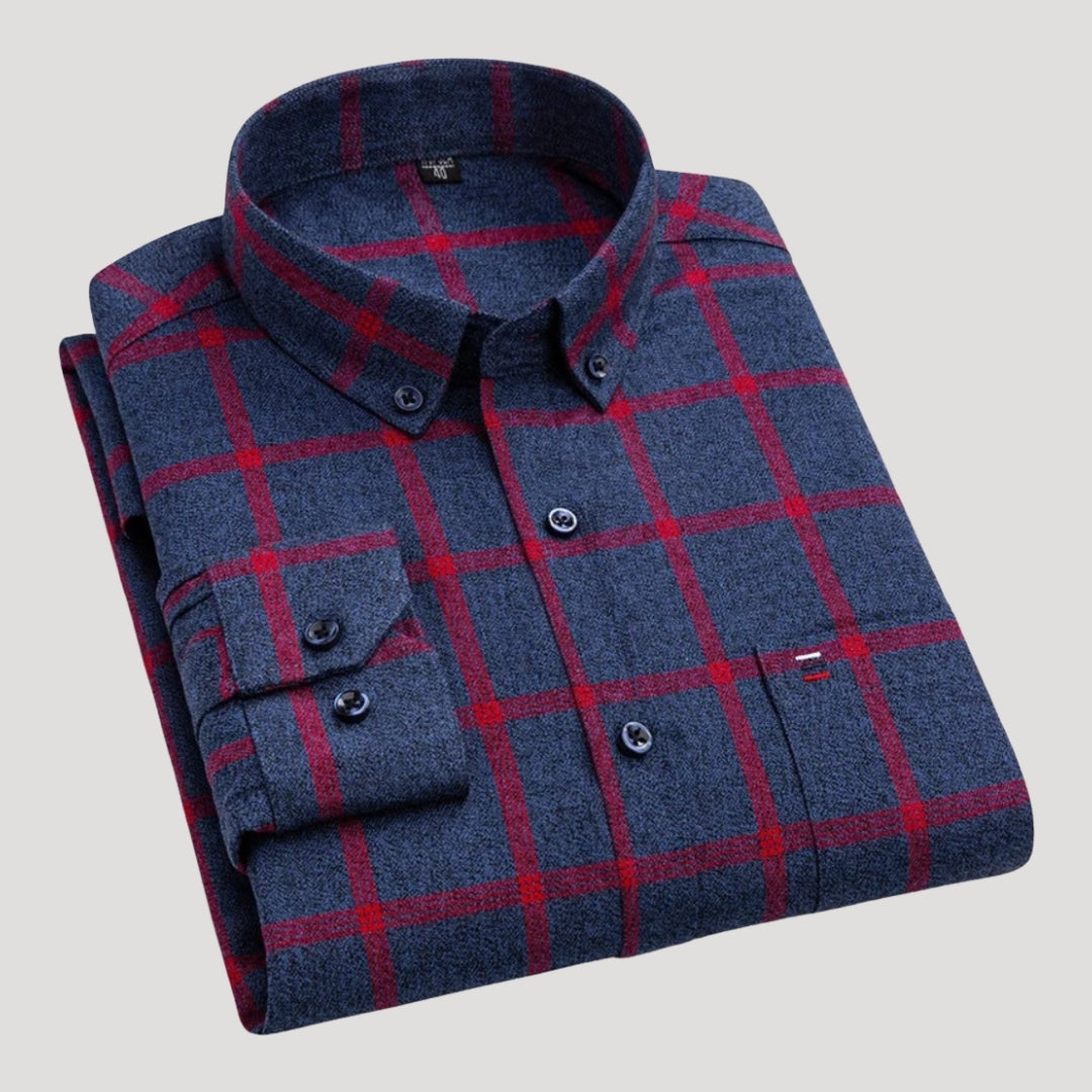Mens Dress Shirt Long Sleeve Button Down Plaid Casual