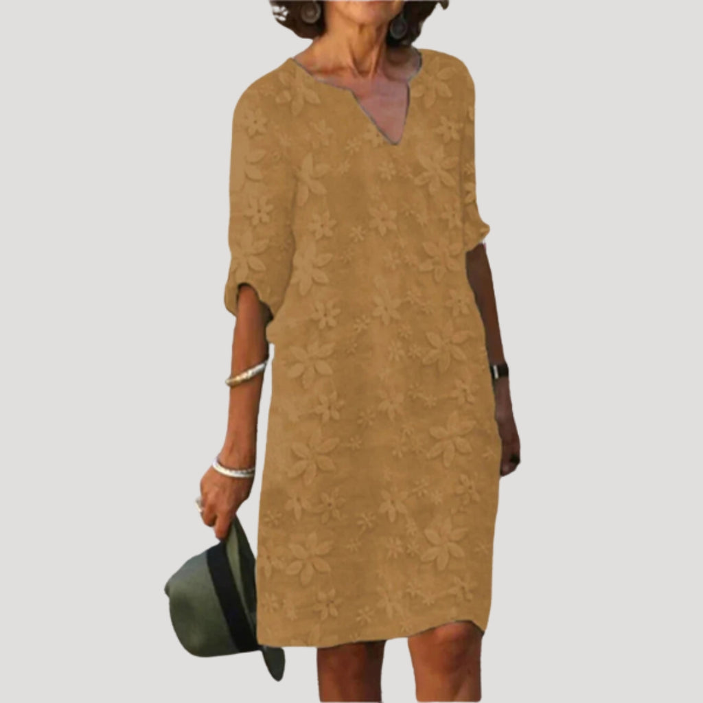 Women’s Summer Dress Floral Shift Casual Midi V Neck
