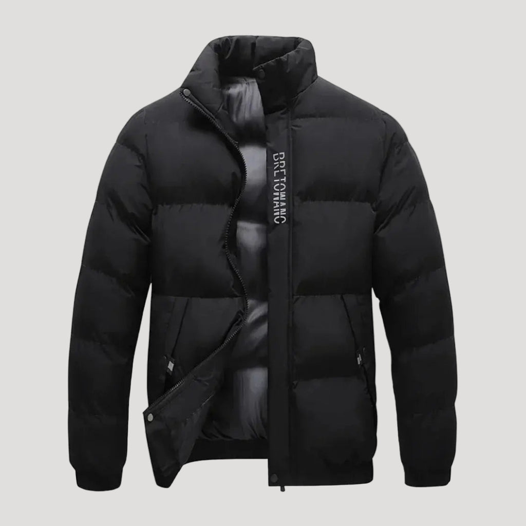 Men’s Hooded Puffer Jacket Quilted Zip Front Coat