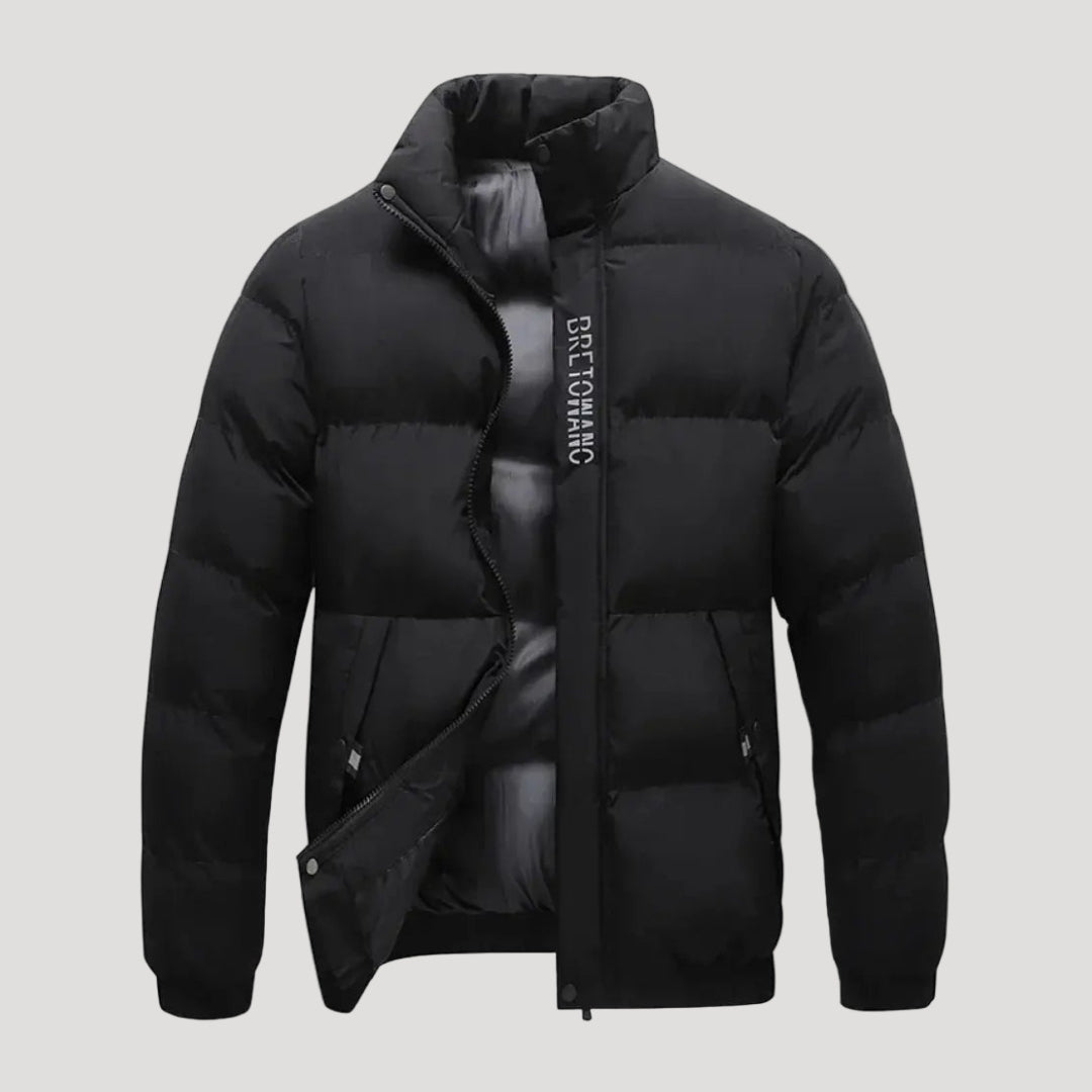 Men’s Hooded Puffer Jacket Quilted Zip Front Coat
