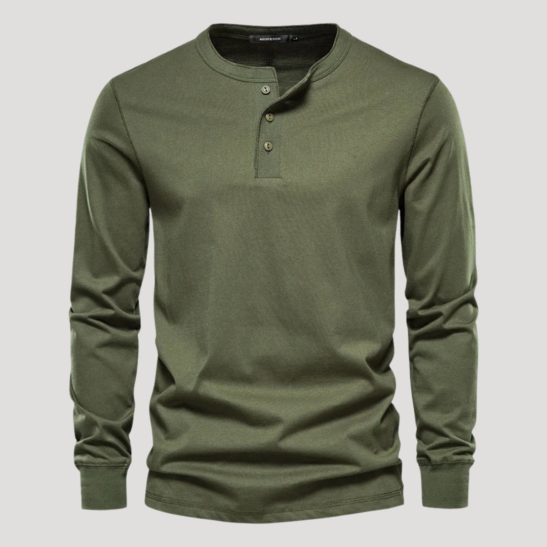 Men’s Long Sleeve Henley Shirt Casual Slim Fit Pullover Top