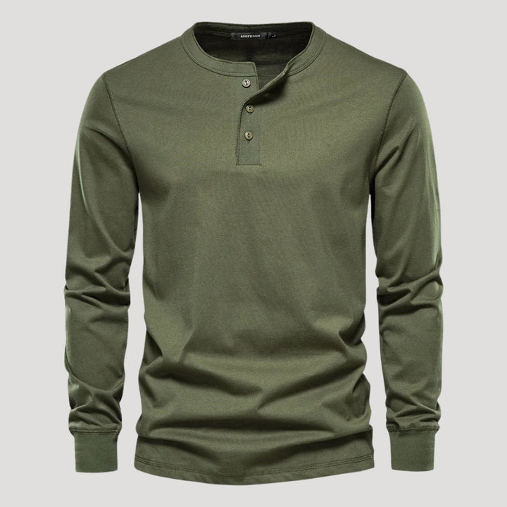 Men’s Long Sleeve Henley Shirt Casual Slim Fit Pullover Top