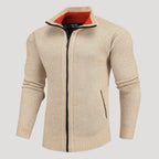 Men’s Full Zip Knit Sweater Jacket Casual Stand Collar Coat