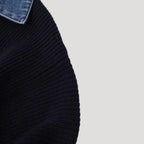 Women’s Knit Cardigan Denim Trim Button Front Sweater