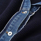 Women’s Knit Cardigan Denim Trim Button Front Sweater