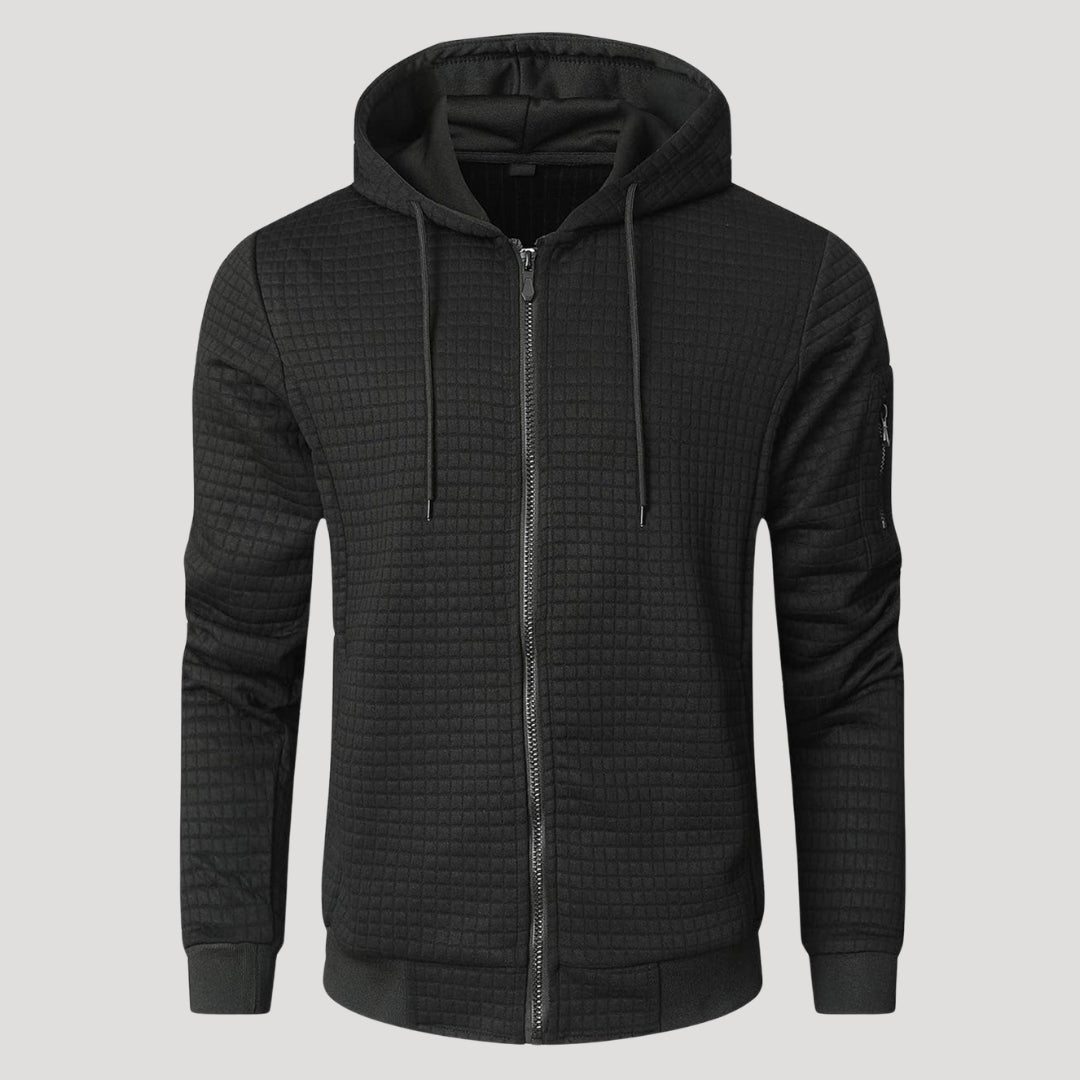 Men’s Waffle Knit Zip Hoodie Casual Lightweight Jacket