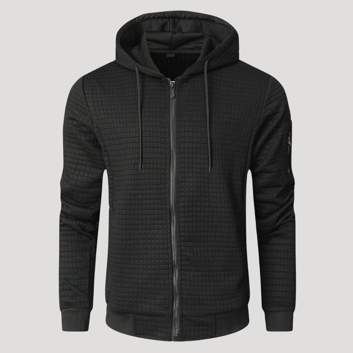 Men’s Waffle Knit Zip Hoodie Casual Lightweight Jacket