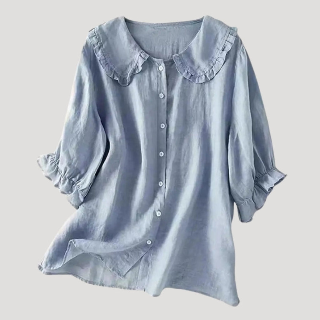 Women’s Ruffle Collar Long Sleeve Blouse Loose Fit Top