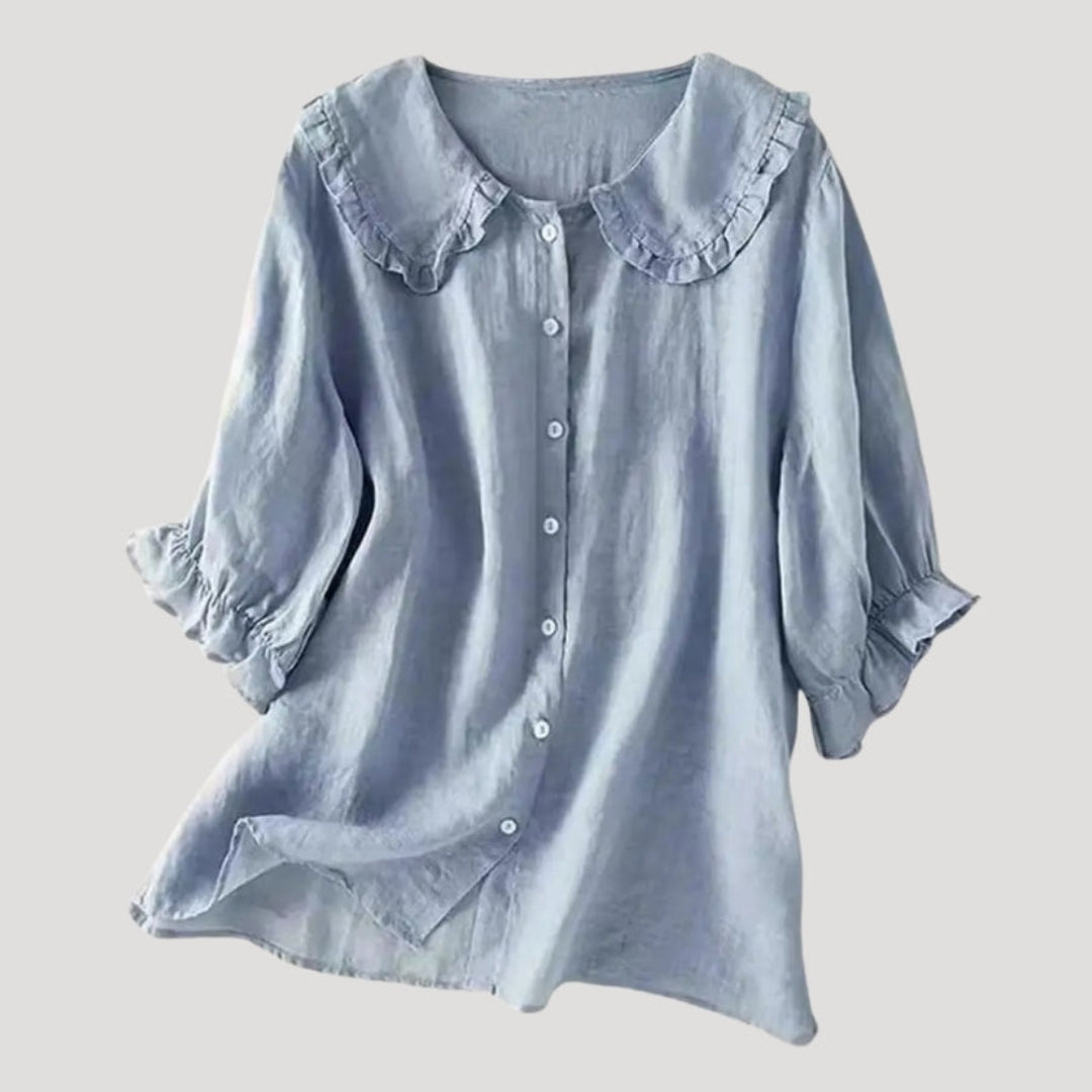 Women’s Ruffle Collar Long Sleeve Blouse Loose Fit Top