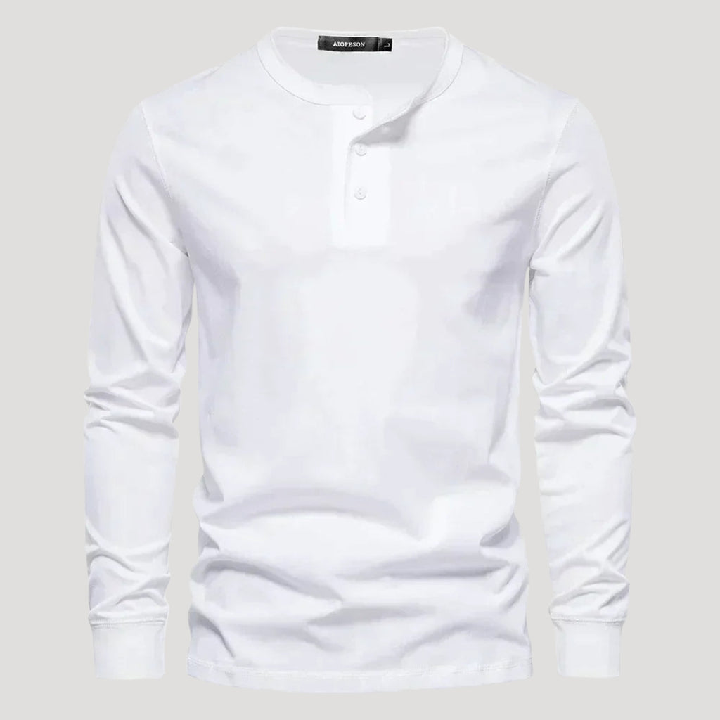 Men’s Long Sleeve Henley Shirt Casual Slim Fit Pullover Top