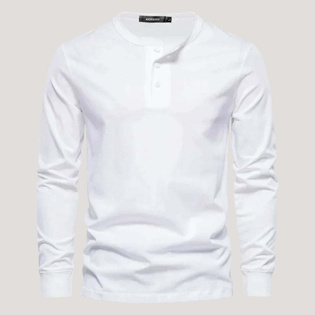 Men’s Long Sleeve Henley Shirt Casual Slim Fit Pullover Top