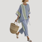 Women’s Striped Linen Blend Co Ord Set Relaxed Fit
