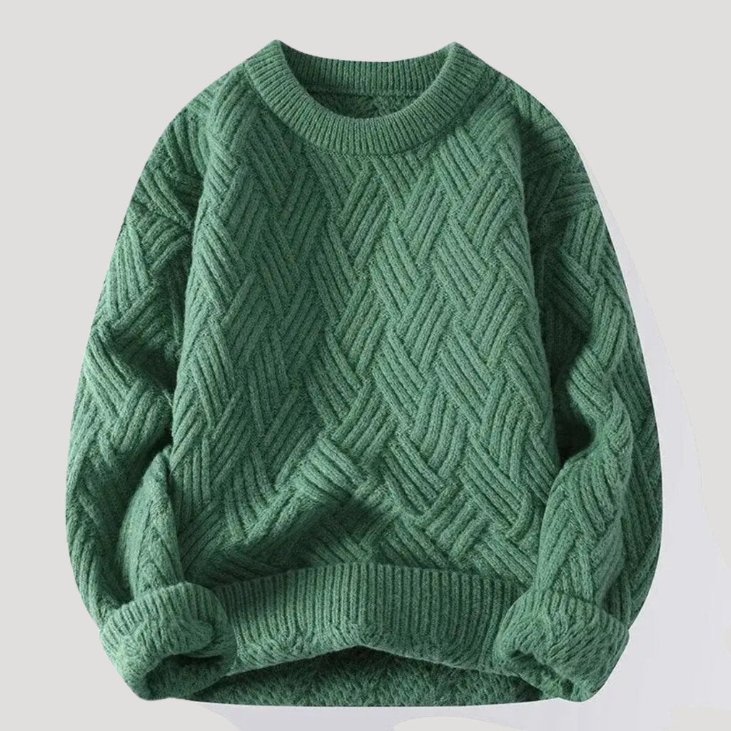 Men’s Cable Knit Sweater Relaxed Fit Crewneck Pullover Top