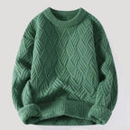 Men’s Cable Knit Sweater Relaxed Fit Crewneck Pullover Top