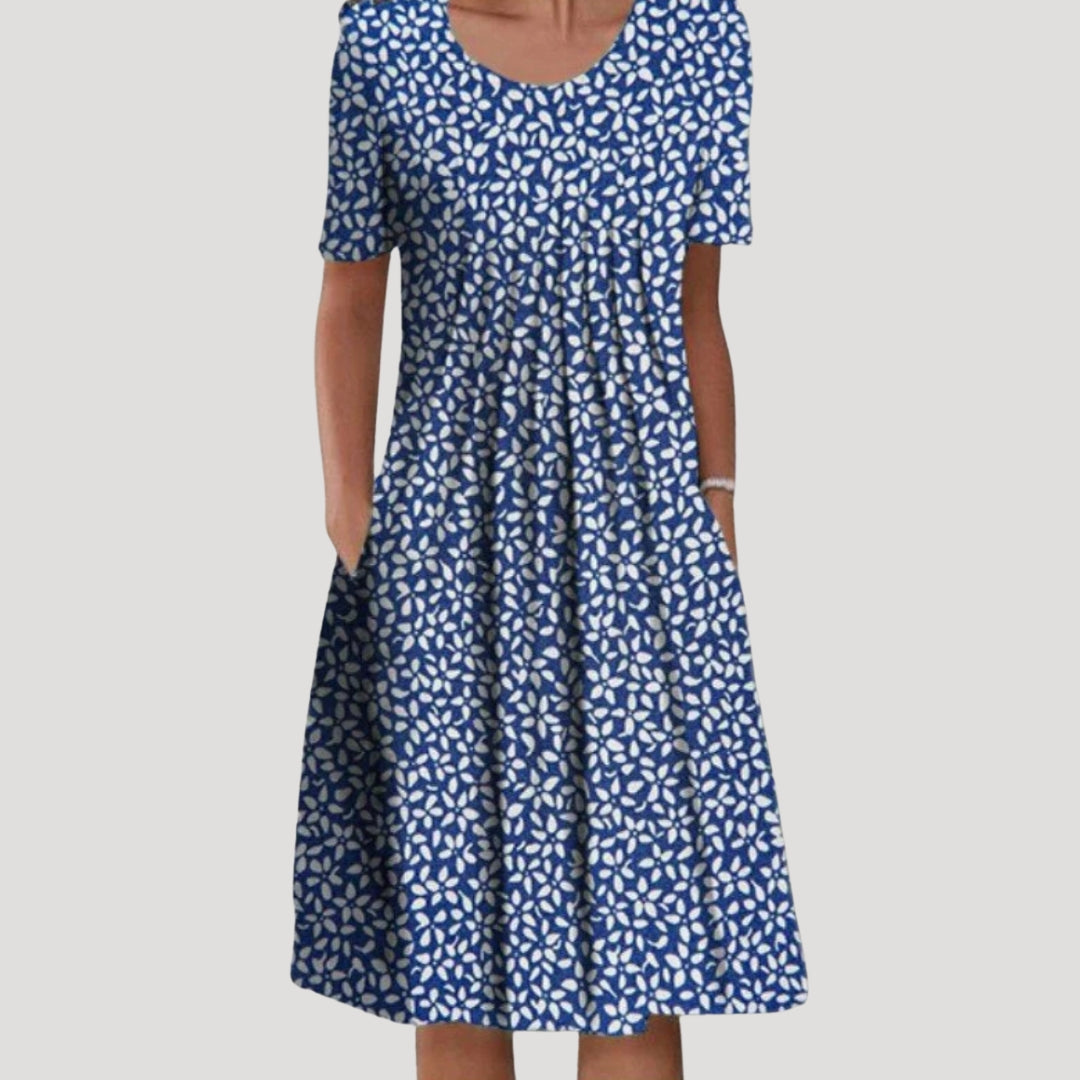 Women’s Summer Dress Floral Midi Casual Short Sleeve