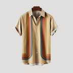 Men’s Striped Button Up Short Sleeve Shirt Relaxed Fit Casual