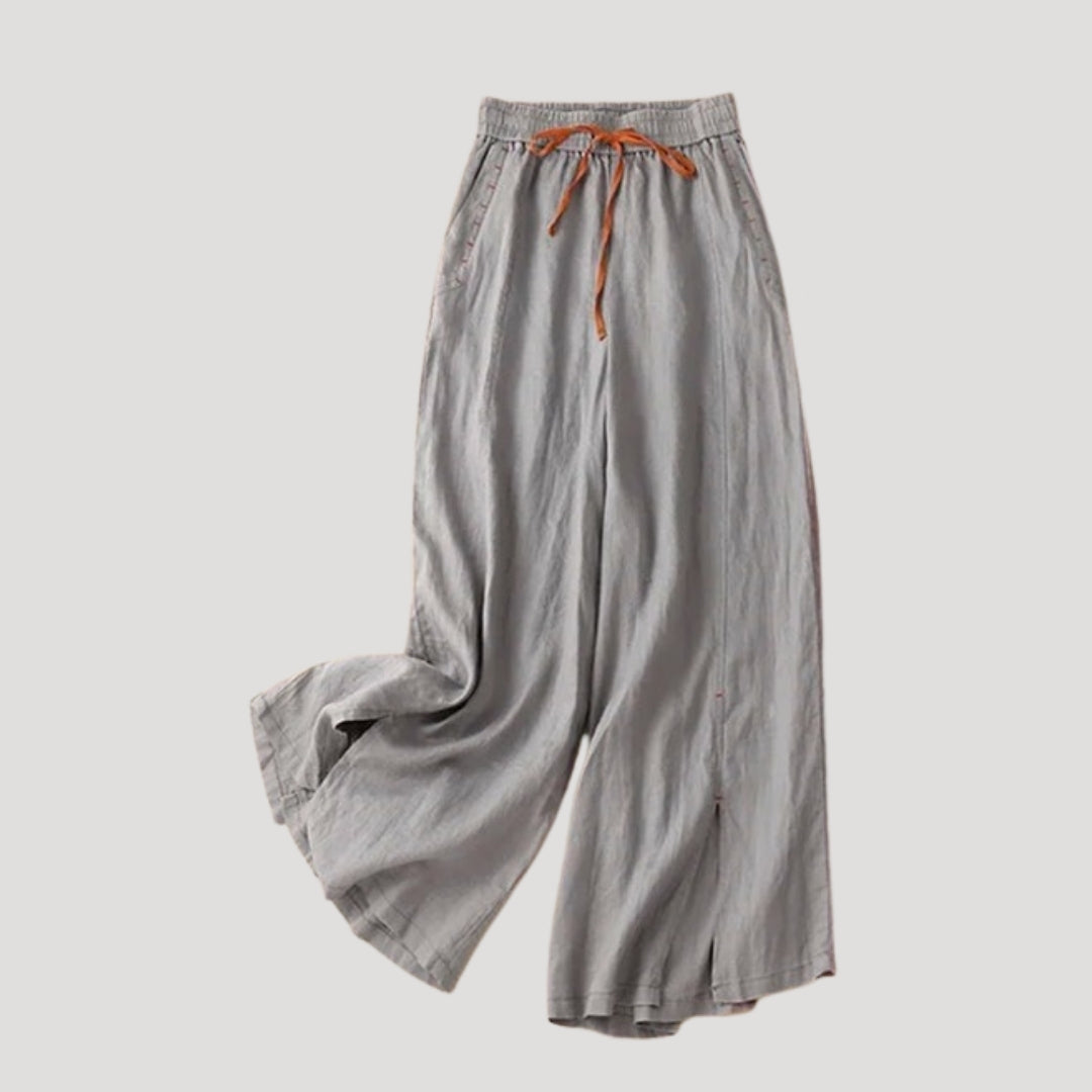Women’s Linen Pants Wide Leg Drawstring Elastic Waist