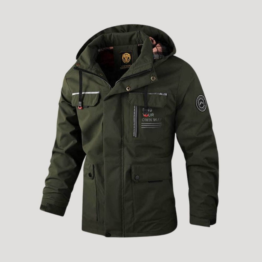 Men’s Hooded Puffer Jacket Zip Front Outdoor Coat