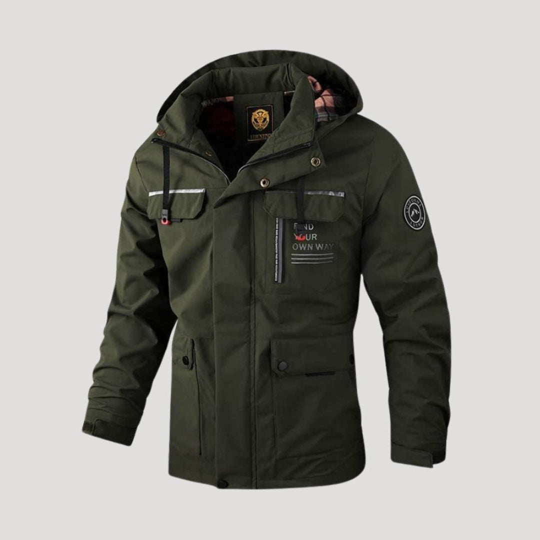 Men’s Hooded Puffer Jacket Zip Front Outdoor Coat