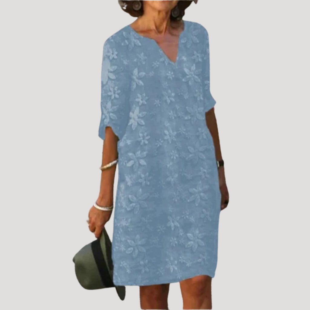 Women’s Summer Dress Floral Shift Casual Midi V Neck