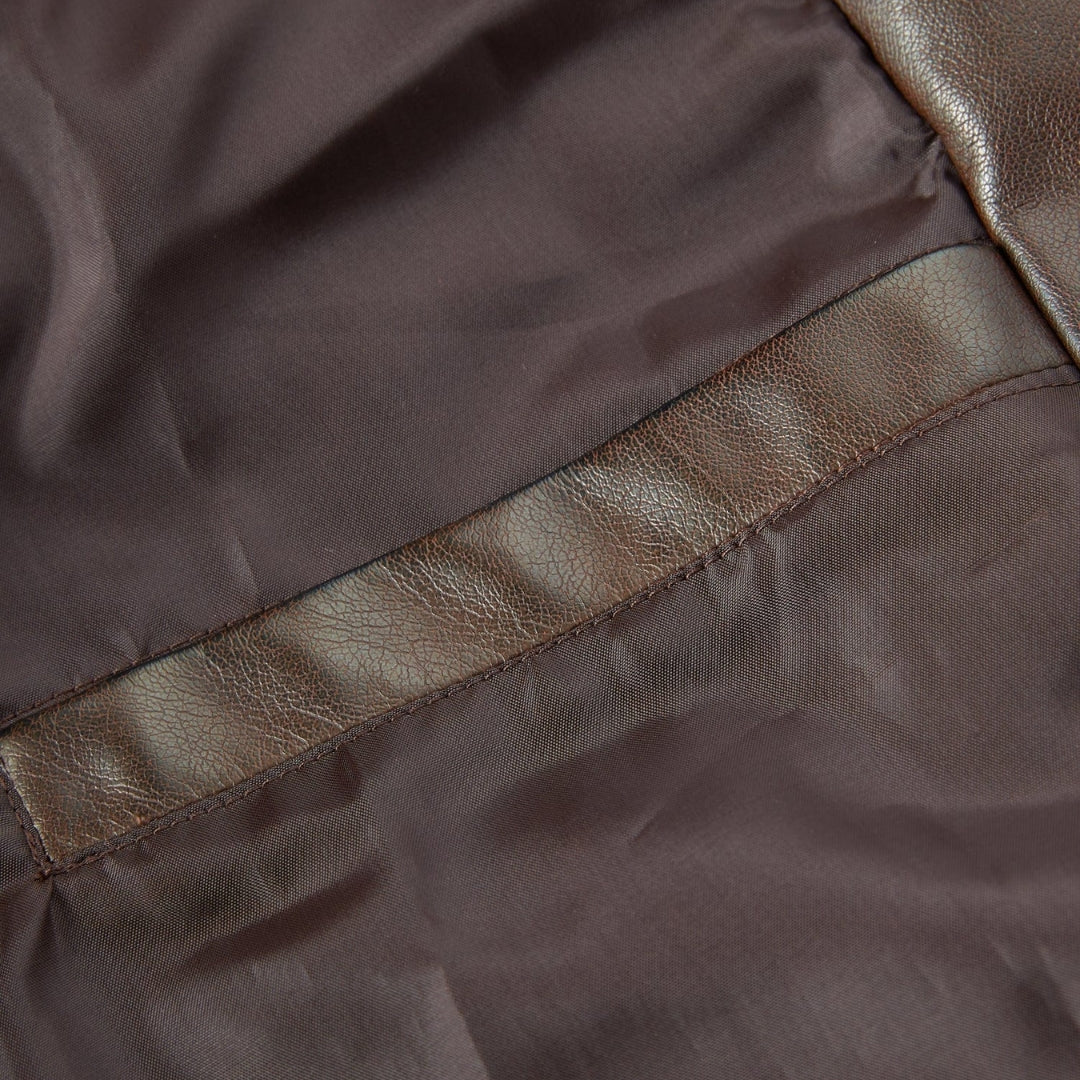 Men’s Brown Leather Cafe Racer Jacket With Quilted Shoulders
