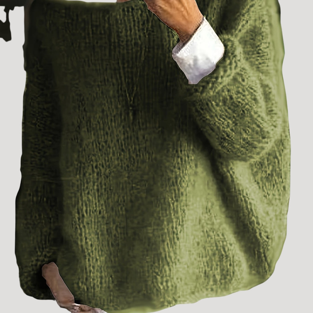 Women Knitted Sweater Long Sleeve Crew Neck Relaxed Fit