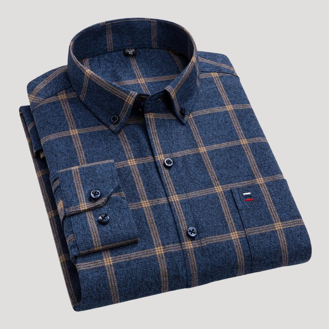 Mens Dress Shirt Long Sleeve Button Down Plaid Casual