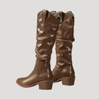 Women’s Cowboy Knee High Slouch Western Boots Pointed Toe