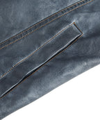 Men’s Leather Trucker Jacket Button Front Collared Outerwear
