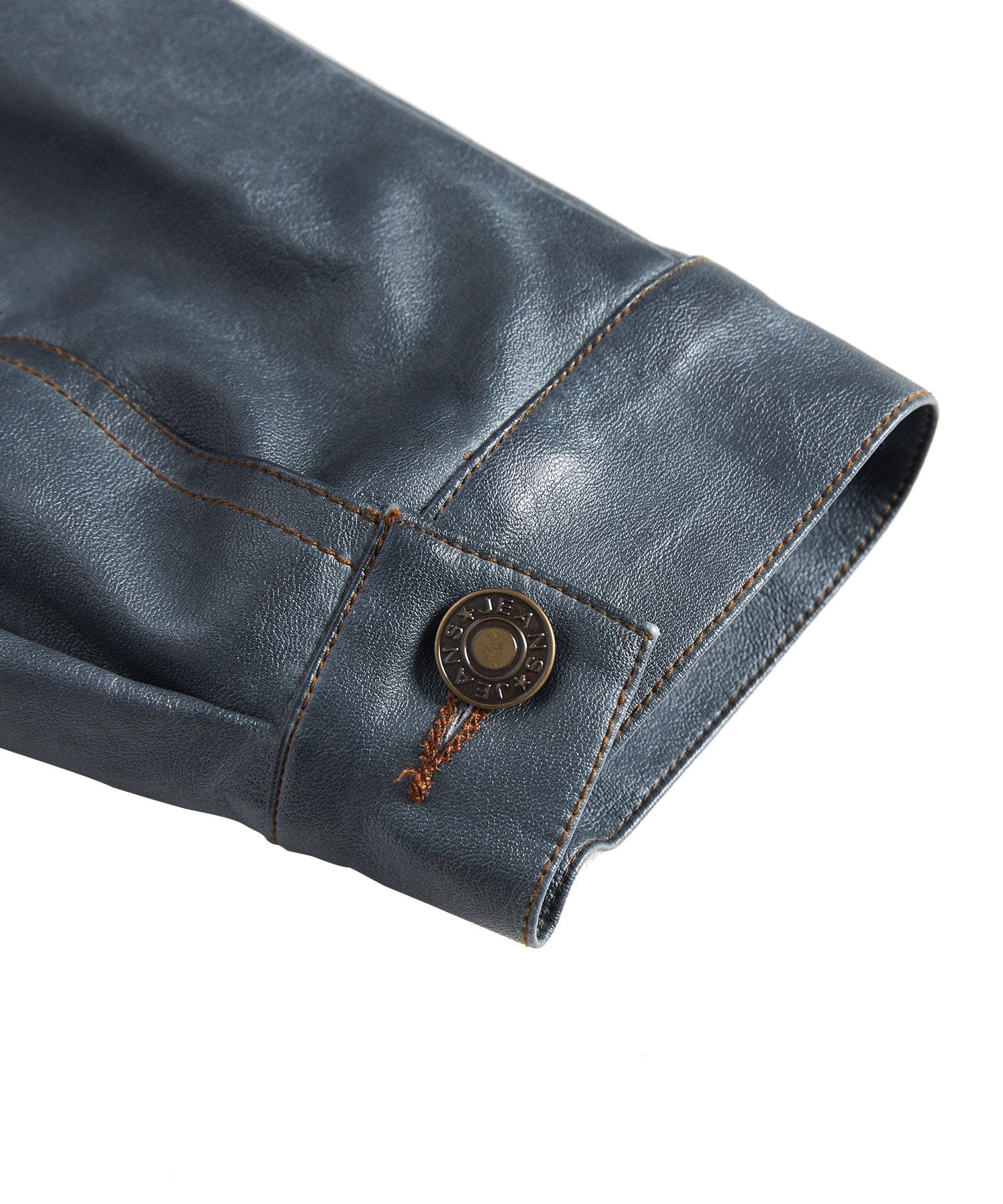 Men’s Leather Trucker Jacket Button Front Collared Outerwear